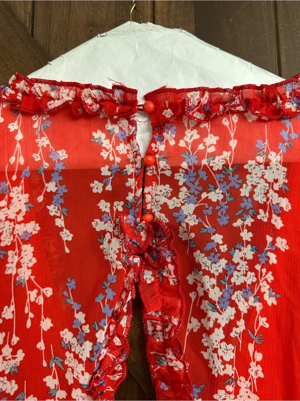 Amazon Red Floral Ruffled Mini Dress - Picture 4 of 6